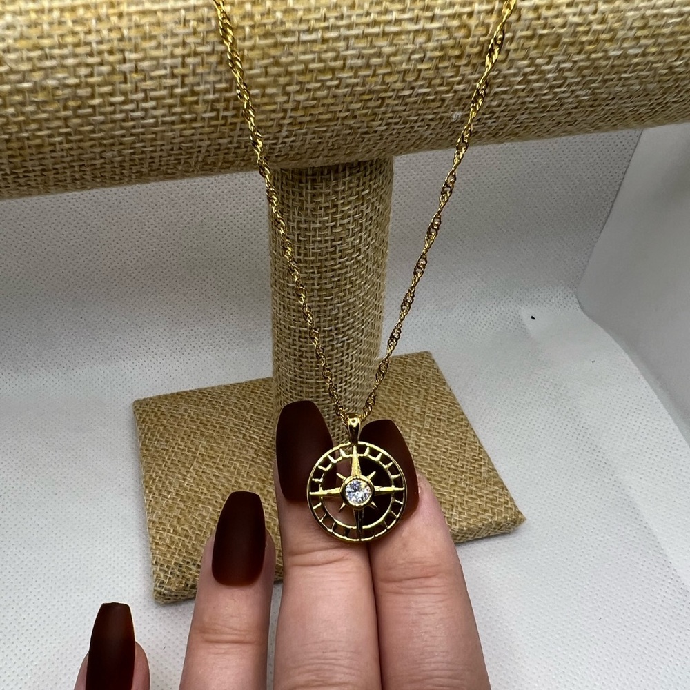 18K Plated Nautical Compass Pendent